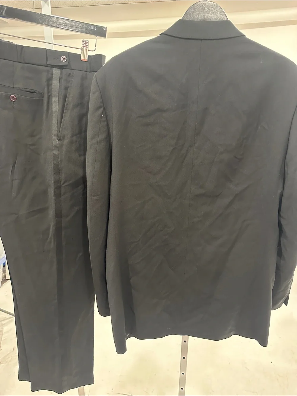 Pierre Cardin Black Satin Shawl Collar Tuxedo Jacket & Trousers